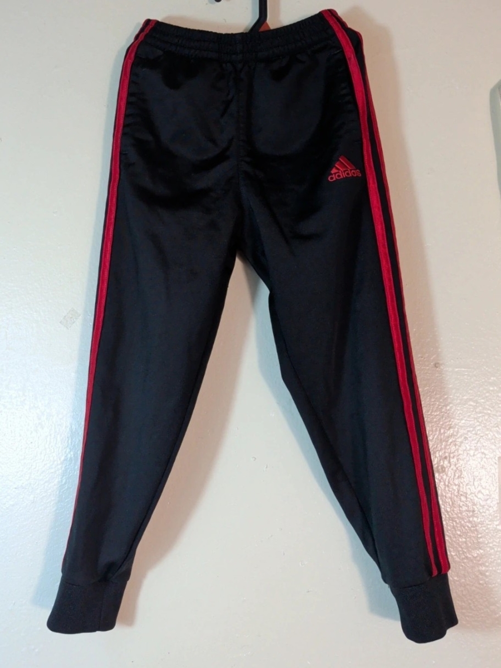 adidas Originals Black Joggers with Red Side Stripes
